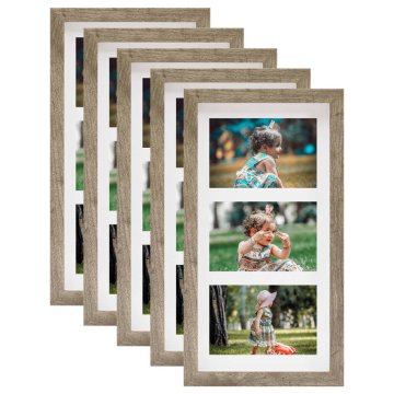 Vidaxl 3D foto okvirji 5 kosov naravni 18x35 cm za 3x(10x15cm) slike