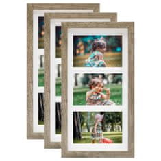 Vidaxl 3D foto okvirji 3 kosi naravni 18x35 cm za 3x(10x15cm) slike