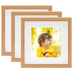 Vidaxl 3D foto okvirji 3 kosi hrast 23x23 cm za 13x13 cm slike