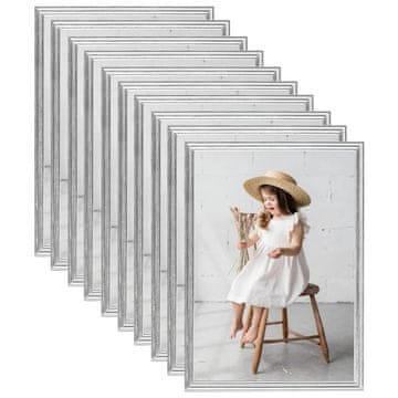Vidaxl Foto okvirji 10 kosov namizni srebrni 18x24 cm MDF