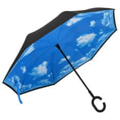 shumee vidaXL Dežnik z ročajem v obliki črke C črn 108 cm