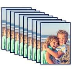 Vidaxl Foto okvirji 10 kosov stenski/namizni modri 15x21 cm MDF