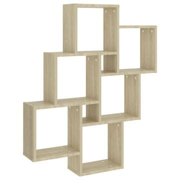 Vidaxl Stenska polica kockasta sonoma hrast 78x15x93 cm inženirski les