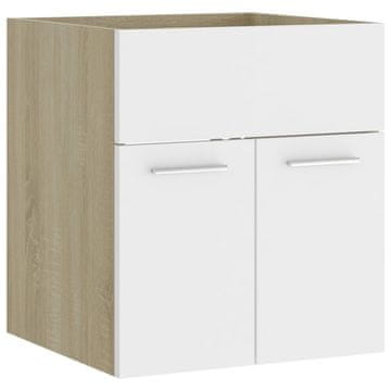 Vidaxl Omarica za umivalnik bela in sonoma hrast 41x38,5x46 cm