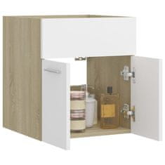 Vidaxl Omarica za umivalnik bela in sonoma hrast 41x38,5x46 cm