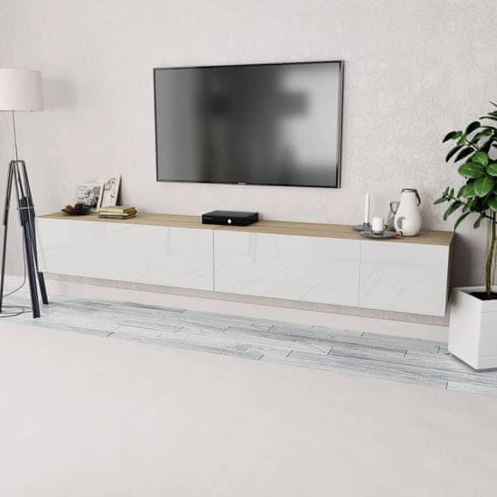Vidaxl TV omarica 2 kosa iverna plošča 120x40x34 cm sijajno bela hrast