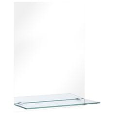 shumee Stensko ogledalo s polico 30x50 cm kaljeno steklo