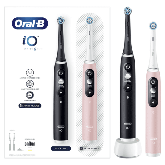 Oral-B iO Series 6 komplet magnetnih zobnih ščetk, črna in roza