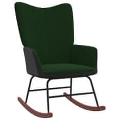 Greatstore Gugalni stol temno zelen žamet in PVC