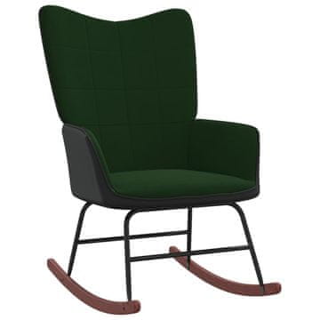 Vidaxl Gugalni stol temno zelen žamet in PVC