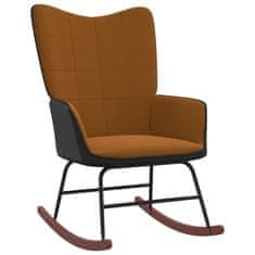 Vidaxl Gugalni stol rjav žamet in PVC