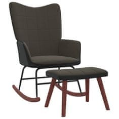 Greatstore Gugalni stol s stolčkom temno siv žamet in PVC