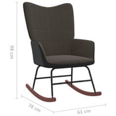 Vidaxl Gugalni stol temno siv žamet in PVC