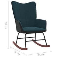 Vidaxl Gugalni stol moder žamet in PVC