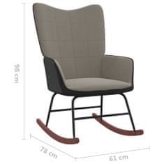 Greatstore Gugalni stol s stolčkom svetlo siv žamet in PVC