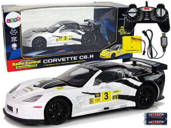 shumee Športni avtomobil Racing R/C 1:18 Corvette C6.R Bele 2.4 G Luči