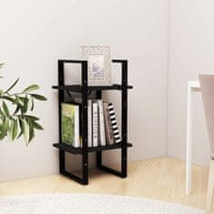 Vidaxl Knjižna omara 2-nadstropna črna 40x30x70 cm trdna borovina