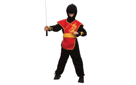 Unika kostum, ninja, rdeče-zlati pas (22504)