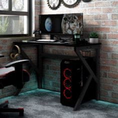 Greatstore Gaming miza z nogami K-oblike črna 110x60x75 cm