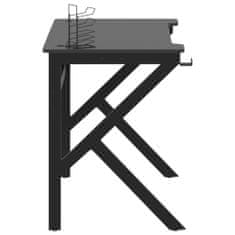 Greatstore Gaming miza z nogami K-oblike črna 110x60x75 cm