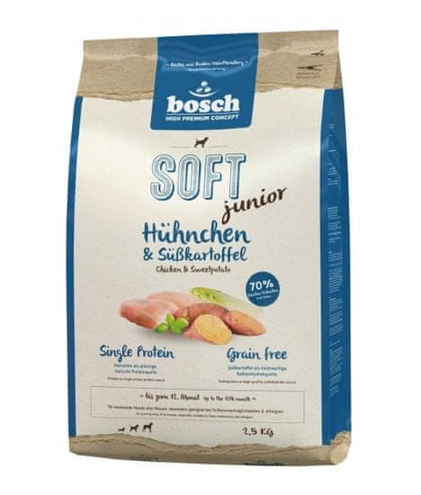 Bosch Soft Junior hrana za pse, brez žitaric, piščanec in krompir, 2,5 kg
