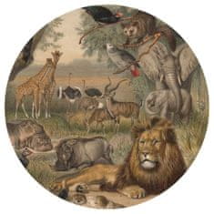 Greatstore WallArt Okrogla stenska tapeta Živali Afrike, 142,5 cm