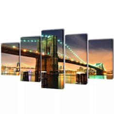 Vidaxl Set platen s printom Brooklynskega mostu 100 x 50 cm