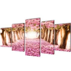 Vidaxl 241574 Canvas Wall Print Set Cherry Blossom 100 x 50 cm