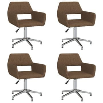 Vidaxl Vrtljivi jedilni stoli 4 kosi rjavo blago