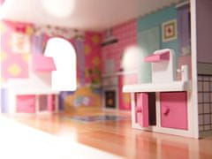 Aga MDF lutkovna hiša s pohištvom 70 cm Roza LED