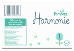 Pampers plenice Harmony, velikost 1, 102 kosov, 2kg-5kg  - odprta embalaža