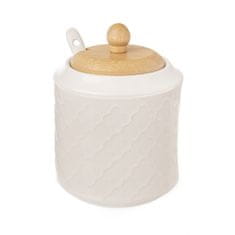 Orion sladkornica iz porcelana/lesa + žlička WHITELINE pr. 9 cm