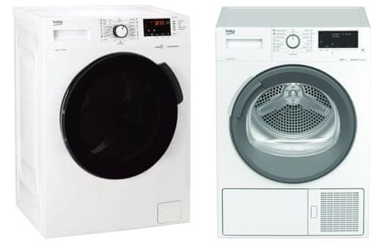 Beko pralni stroj WUE7612XST + sušilni stroj DF7414SX