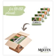 MOLTEX plenice Pure & Nature Midi 4-9 kg, ekonomično pakiranje, 4 x 33 kosov