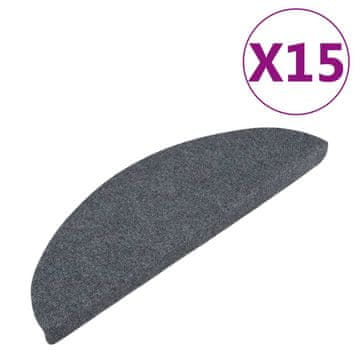 Vidaxl Samolepilne preproge za stopnice 15 kosov 65x22,5x3,5 cm sive