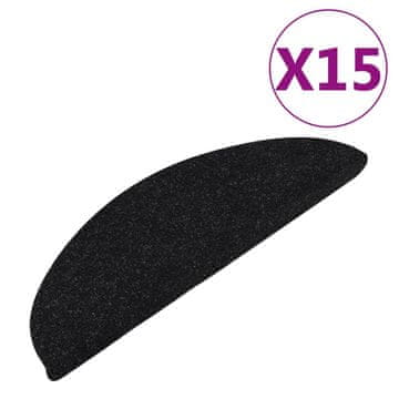 Vidaxl Samolepilne preproge za stopnice 15 kosov 56x17x3 cm črne