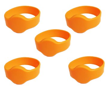 Mave 5 kos oranžnih RFID zapestnic s 125 kHz čipom TK4100