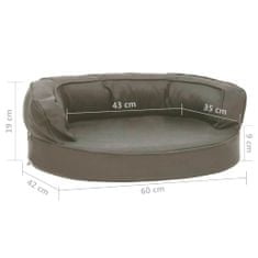 Greatstore Ergonomska pasja postelja 60x42 cm videz platna temno siva