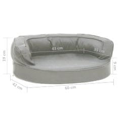 Greatstore Ergonomska pasja postelja 60x42 cm videz platna siva