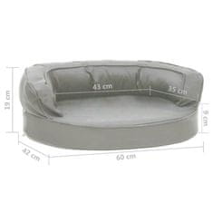 Vidaxl Ergonomska pasja postelja 60x42 cm videz platna siva