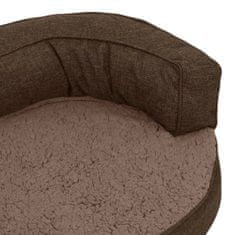 Greatstore Ergonomska pasja postelja 75x53 cm videz platna flis rjava