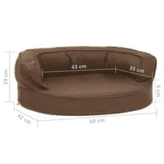 Greatstore Ergonomska pasja postelja 60x42 cm videz platna rjava