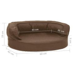 Vidaxl Ergonomska pasja postelja 60x42 cm videz platna rjava