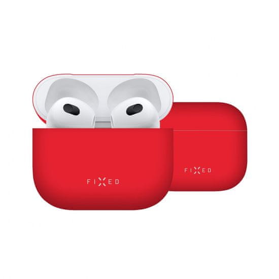 FIXED Silky zaščitni ovitek za Apple AirPods 3, ultra tanek, silikonski, rdeč (FIXSIL-816-RD)