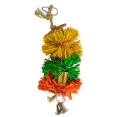 Duvo+ Barvita viseča igrača iz rafije, bambusa in kokosa za eksotične ptice S 24,1x6,4x6,4cm