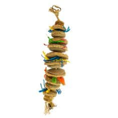 Duvo+ Barvita viseča igrača iz sisala, kartona in kokosa za eksotične ptice L 36,8x8,9x8,9cm