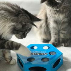 EBI COOCKOO SWIRLY Elektronska interaktivna igrača za mačke z vrtljivim peresom - modra 20,4x6,8x23cm