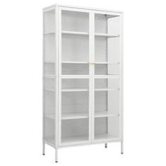 Vidaxl Razstavna omarica bela 90x40x180 cm jeklo in kaljeno steklo