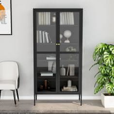Vidaxl Razstavna omarica antracitna 90x40x180 cm jeklo in steklo