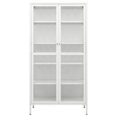 Vidaxl Razstavna omarica bela 90x40x180 cm jeklo in kaljeno steklo